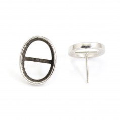 Ohrstecker für ovalen Cabochon 13x18mm - Rhodiniertes Silber x 2 Stück