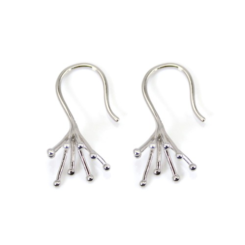 Ear hook for semi pierced - 25mm - Rhodium plated 925 silver x 2pcs