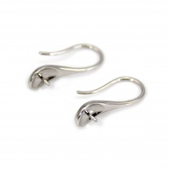 Gestylte Häkelnadel für semi percé - 20mm - Rhodiniertes Silber 925 x 2 Stück