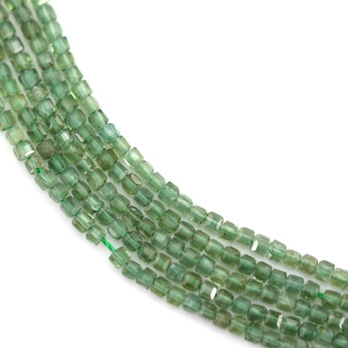 Apatita verde cubo facetado 2mm x 39cm
