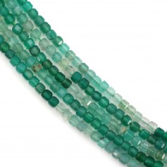 Green agate faceted cube 2.5mm x 39cm