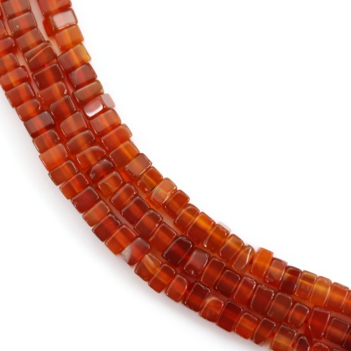 Agata rossa a forma di rondella quadrata 2.5x4mm x 39cm