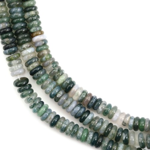 Moss agate rondelle beads - Heishi - 2x6mm x 38cm