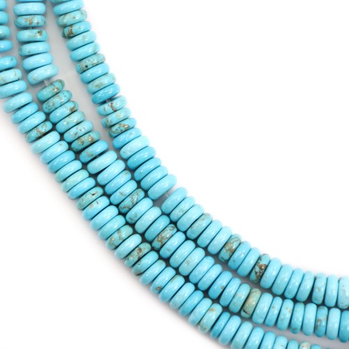Howlite teinté Turquoise rondelle - Heishi - 2x6mm x 39cmHowlite teñida Turquesa redonda - Heishi - 2x6mm x 39cm