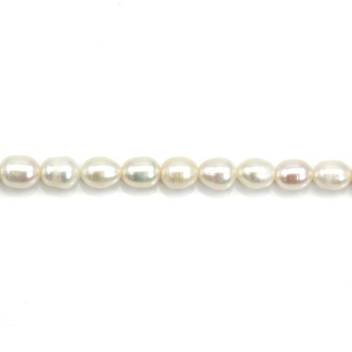 Perlas de agua dulce cultivadas, blancas, oliva, 6-7mm x 5 uds.