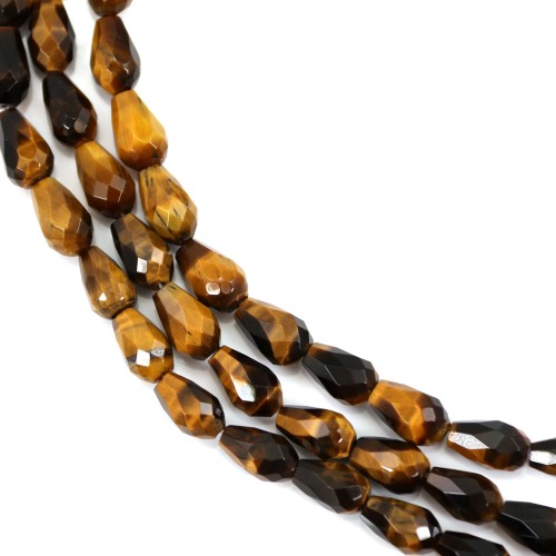 Tiger eye drop faceted bead 6x9mm x 39cm