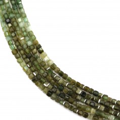 Green tourmaline in faceted cube shape 2mm x 40cm