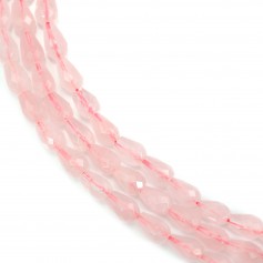 Quartz rose goutte facetté 6x9mm x 39cm