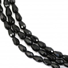 Faceted drop obsidian 6x9mm x 39cm