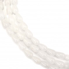 Jade branco gota 6x9mm x39cm