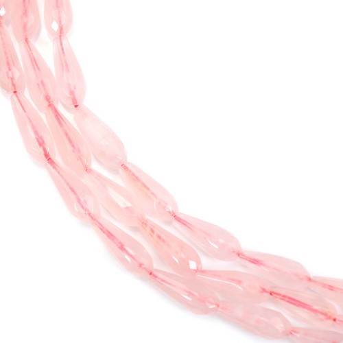 Quarzo rosa a goccia sfaccettato 6x16mm x 40cm