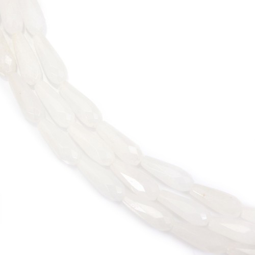 Giada bianca a goccia sfaccettata 6x16mm x 39cm