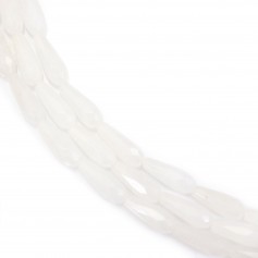 Jade branco gota facetado 6x16mm x 39cm