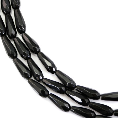 Obsidiana gota facetada 6x16mm x 40cm