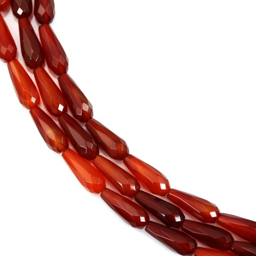 Faceted drop carnelian 6x16mm x 39cm