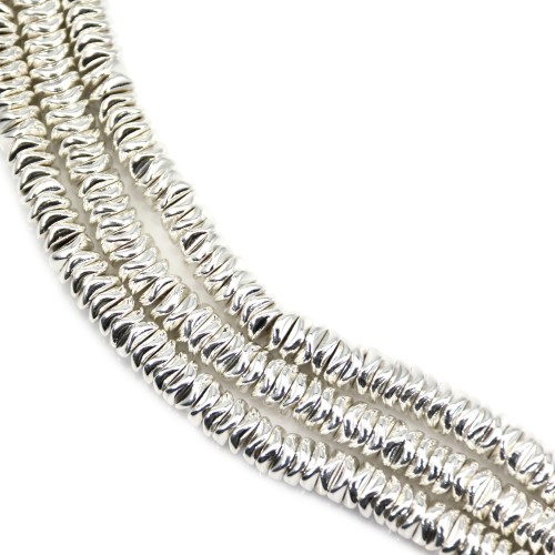 Silver hematite wavy rondelle 2x6mm x 40cm