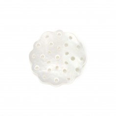 Nacre blanche rosace ajouré 15mm x 1pc