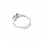Anillo ajustable de corazón para semi perforado - Plata 925 rodinada x 1ud