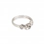 Anello regolabile con strass a forma di rombo per semi forato - zircone cubico e Argento 925 rodio x 1 pezzo