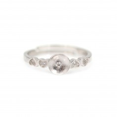 Verstellbarer Mini-Herz-Ring mit Strasssteinen für halb durchbohrtes Ohrloch - Zirkonia & Rhodiniertes Silber 925 x 1 Stück