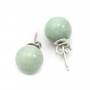 925 silver and jade round-shaped earrings, 10mm x 2pcs