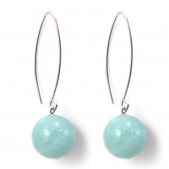 Boucles d'oreilles argent 925 amazonite 12mm x 2pcs 