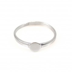 Anello regolabile semplice per cabochon da 6mm - Argento 925 rodio x 1pz