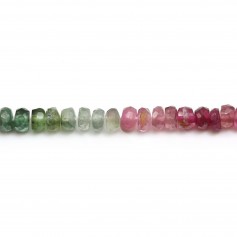 Multicolored gradient faceted round tourmaline 1x3-2x3.5mm x 41cm