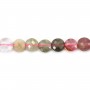 Multicolored tourmaline, flat round faceted shape, 4mm x 39cm