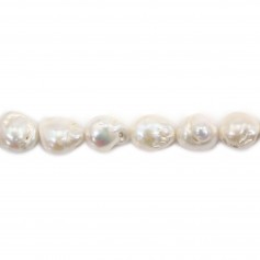 Perlas de agua dulce cultivadas, blancas, barrocas, 13-15mm x 40cm