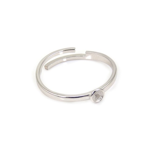 Anillo ajustable simple para semi perforado - Plata 925 rodinada x 1ud