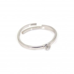 Anillo ajustable simple para semi perforado - Plata 925 rodinada x 1ud