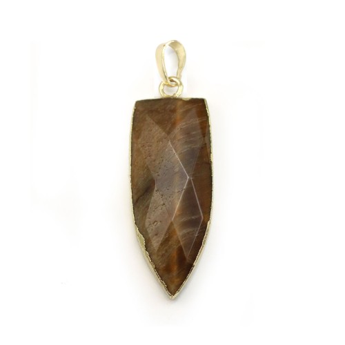 Tiger eye pendant, in the shape of a pointed drop, 14 * 36mm x 1pc