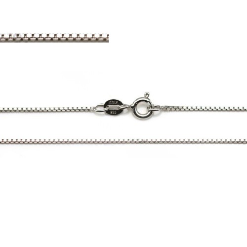 Chaîne maille carré 0.7mm en Argent 925 rhodié x 40cm