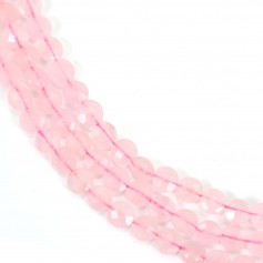 Cuarzo rosa, de forma redonda facetada y plana, 6mm x 40cm