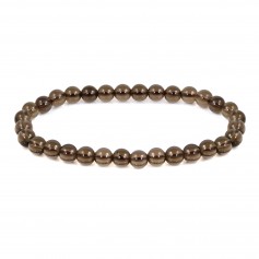 Pulsera de cuarzo ahumado redonda de 6 mm - Elástico x 1 ud.