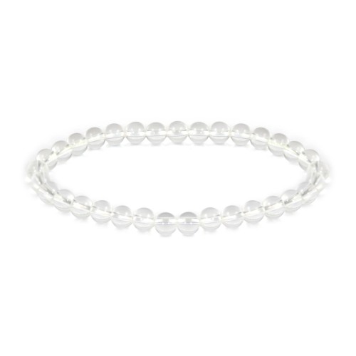 Pulsera de cristal de roca redondo 6mm - Elástico x 1ud.