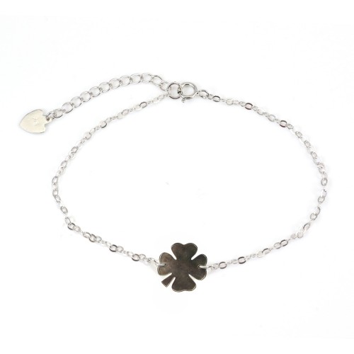 Bracelet argent 925 nacre noir trèfle