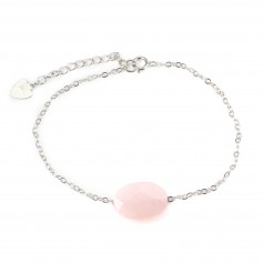 Pulsera cadena plata 925 Cuarzo rosa