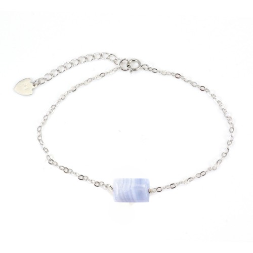 925 Silver bracelet with rectangular chalcedony