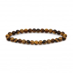 Bracelet Oeil de Tigre rond 6mm - Elastique x 1pc