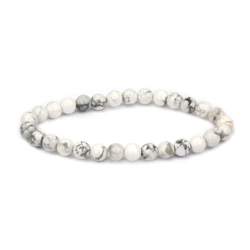 Howlite round 6mm bracelet - Elastic x 1pc