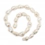 Perlas de agua dulce cultivadas, blancas, barrocas, 13-14mm x 40cm