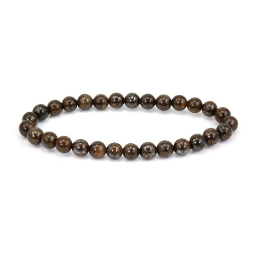 Bronzite round 6mm bracelet - Elastic x 1pc