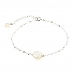 925 silver chain bracelet with white mother-of-pearl flower