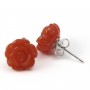 Boucles d'oreilles : agate rouge en fleur & argent 925 10mm x 2pcs  