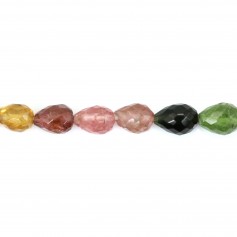 Multicolored faceted drop-shaped tourmaline 4x6-5x7mm x 40cm