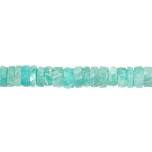 Amazonit aus Peru, facettierter Rondelle-Heishi, 6-7mm x 40cm.
