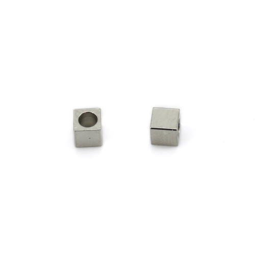 Perle intercalaire cube 4mm - Acier Inox 304 x 10pcs