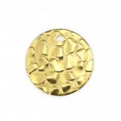Breloque ronde à motif, en laiton brut 10mm x 10pcs